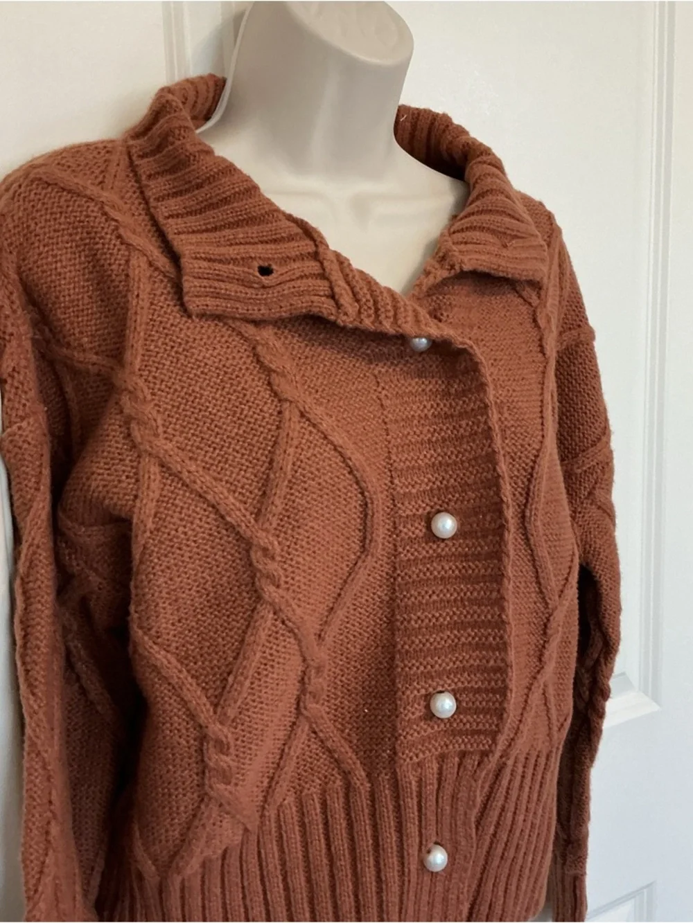 NWT Anthropologie Six Crisp Days Brown Sarria Collared Cardigan Size XS/S - Picture 3 of 8